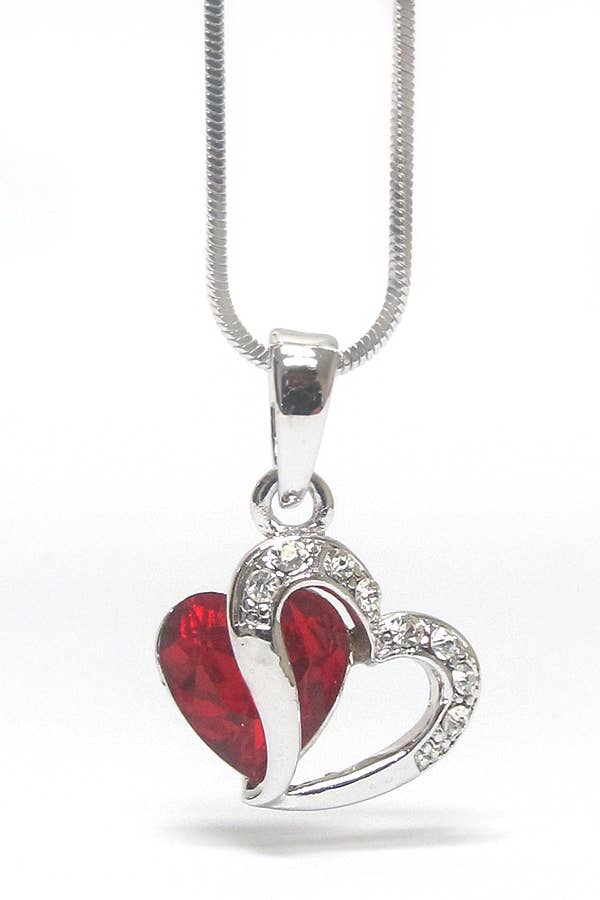Crystal Heart Pendant Necklace Valentine Necklace