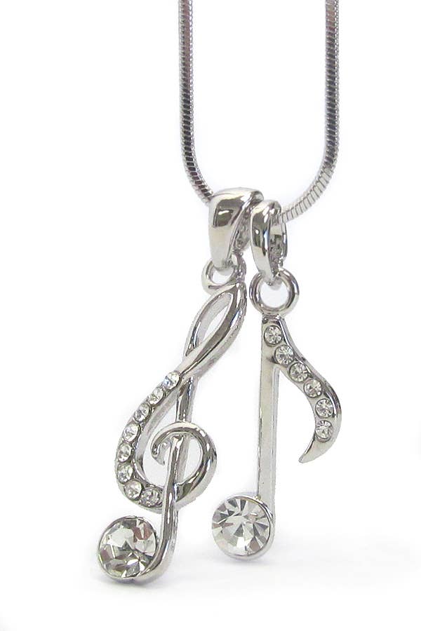 Crystal Music Note Pendant Necklace Music Note Pendant Necklace
