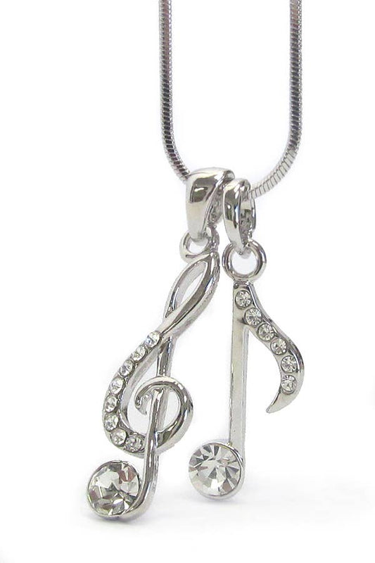 Crystal Music Note Pendant Necklace Music Note Pendant Necklace
