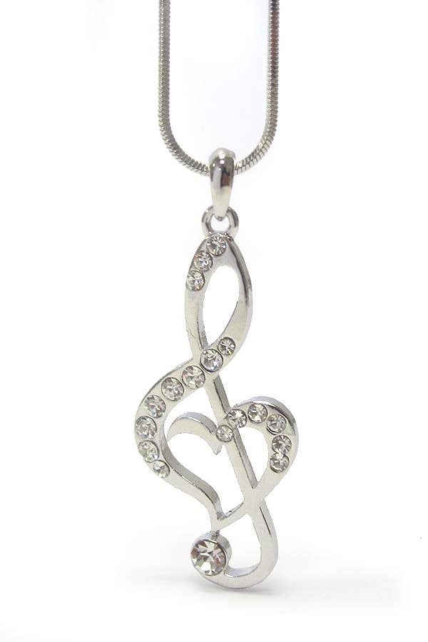Crystal Music Note Pendant Necklace Music Note Pendant Necklace