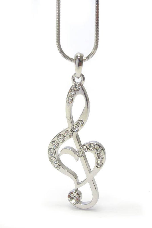 Crystal Music Note Pendant Necklace Music Note Pendant Necklace