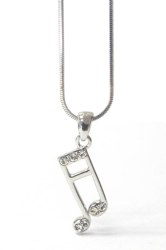 Crystal Music Note Pendant Necklace Music Note Pendant Necklace