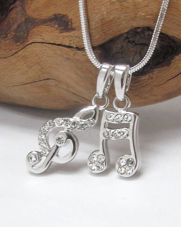 Crystal Music Note Pendant Necklace Music Note Pendant Necklace