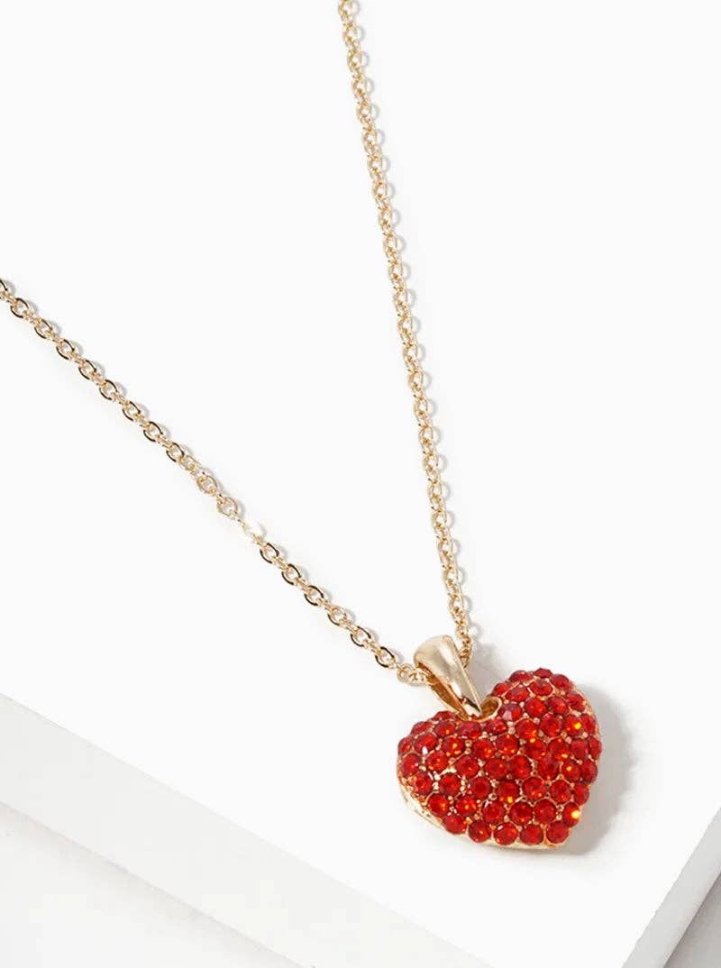 Crystal Pave Heart Pendant Necklace Valentine Necklace Light Siam