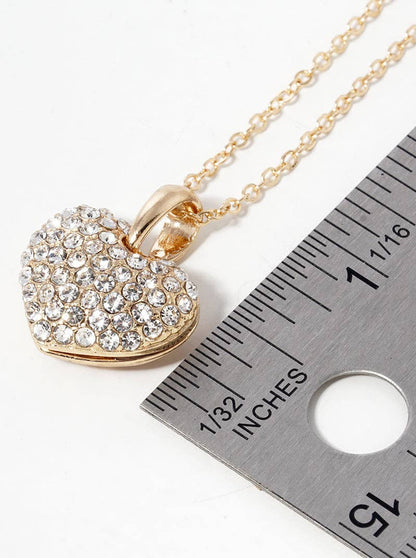Crystal Pave Heart Pendant Necklace Valentine Necklace
