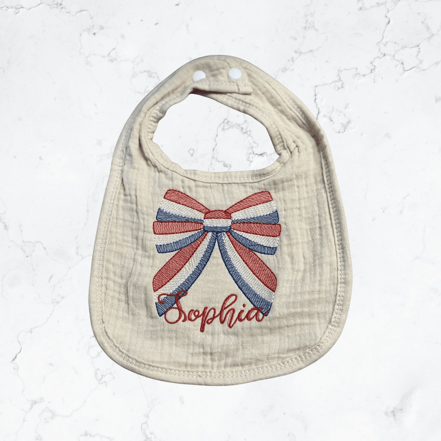 Custom Embroidered Name Patriotic Baby Bib, Adorable Mess - Proof Feeding Accessory, Perfect Baby Shower Gift - Nifty Decor & More