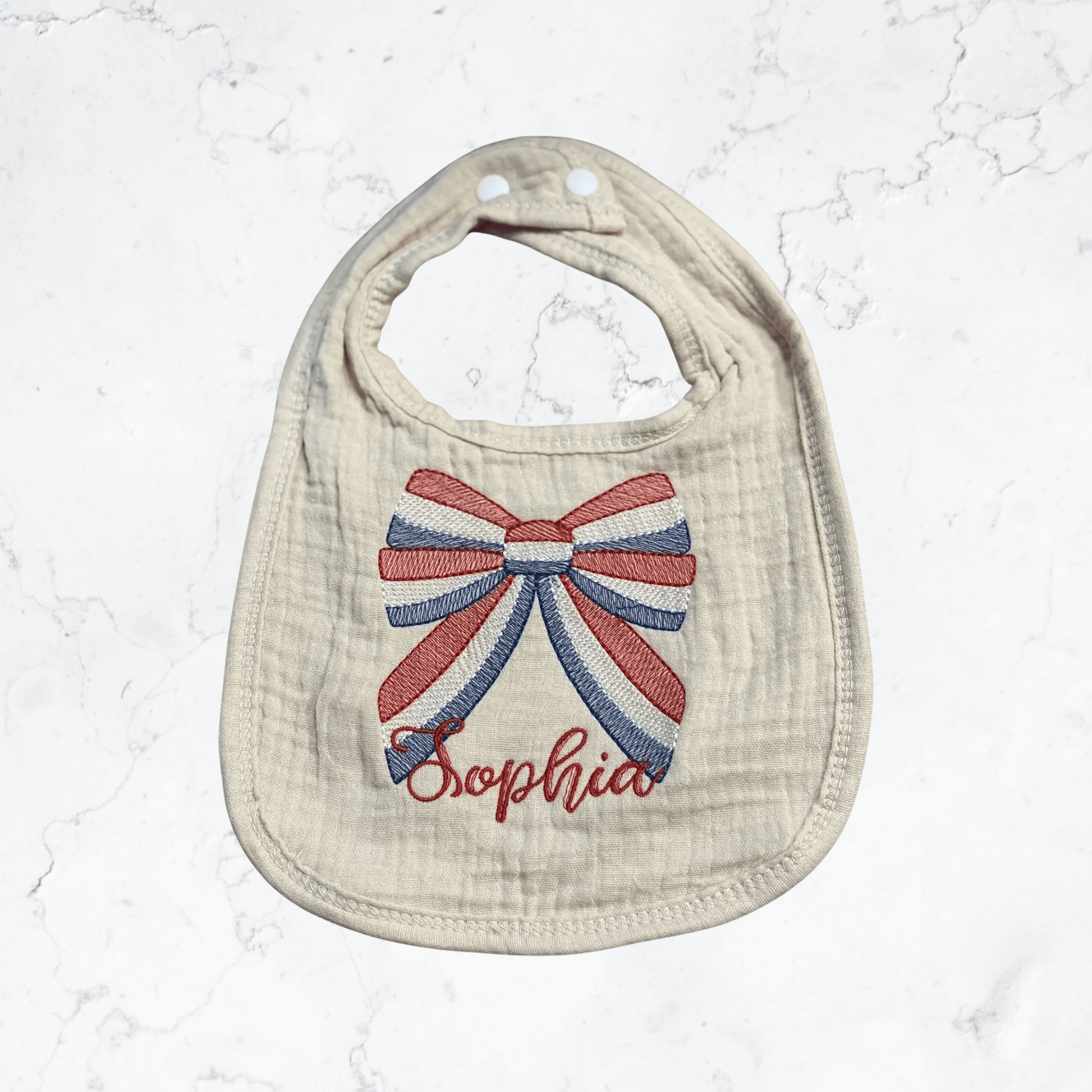Custom Embroidered Name Patriotic Baby Bib, Adorable Mess - Proof Feeding Accessory, Perfect Baby Shower Gift - Nifty Decor & More