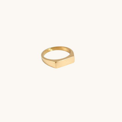 Custom Engraved 18k Gold Signet Ring - Personalized Rectangle Signet Ring for Men & Women - Nifty Decor & More