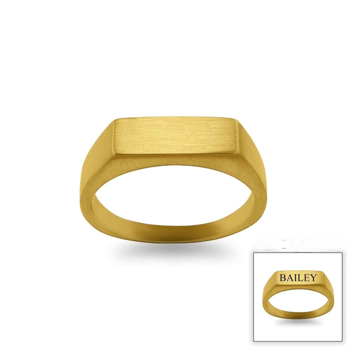 Custom Engraved 18k Gold Signet Ring - Personalized Rectangle Signet Ring for Men & Women - Nifty Decor & More