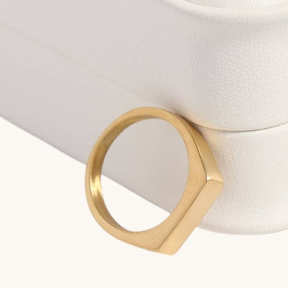 Custom Engraved 18k Gold Signet Ring - Personalized Rectangle Signet Ring for Men & Women - Nifty Decor & More