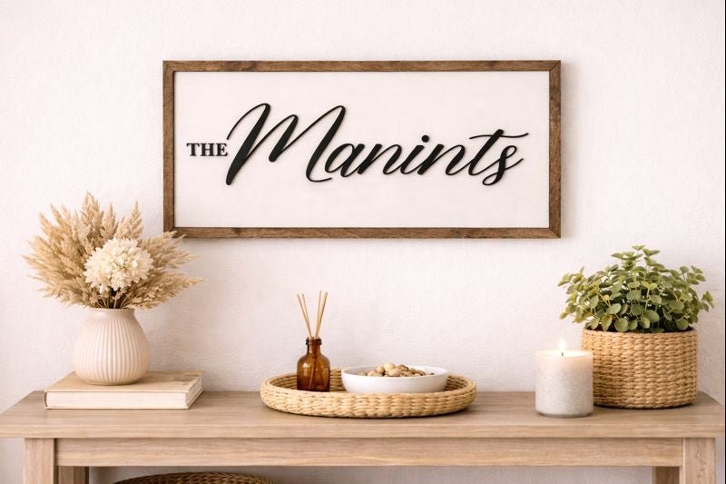 Custom Family Name Sign • Personalized Last Name Wall Art • Farmhouse Wood Sign • Modern Script Name Decor • Housewarming Gift - Nifty Decor & More