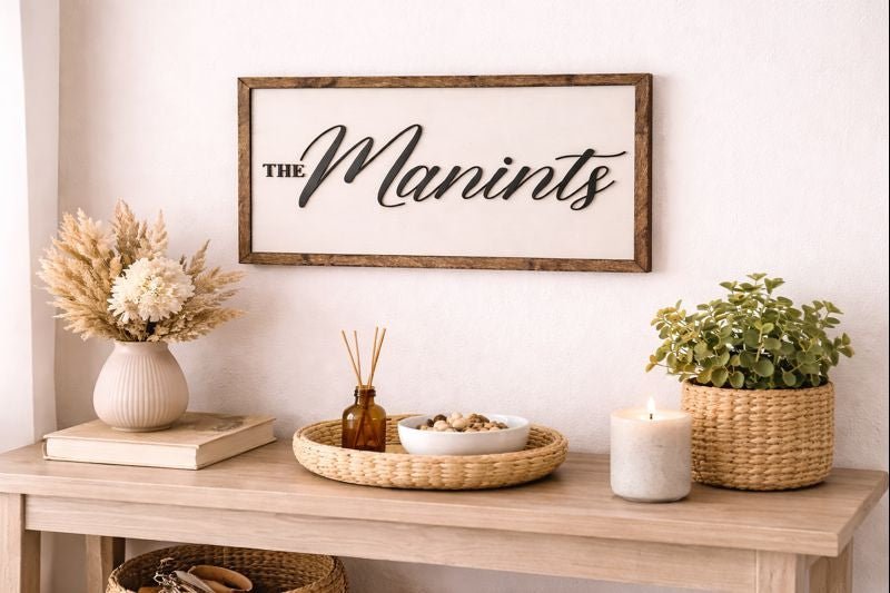 Custom Family Name Sign • Personalized Last Name Wall Art • Farmhouse Wood Sign • Modern Script Name Decor • Housewarming Gift - Nifty Decor & More