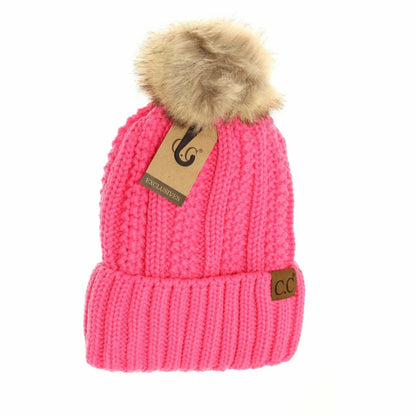 Customizable Winter Beanie with Fur Pom, Warm Soft Acrylic Hat with Embroidery, Stylish Cold Season Essential, Unique Gift Idea - Nifty Decor & More