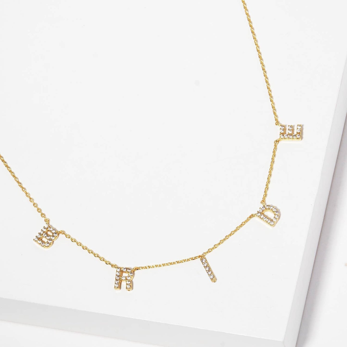 CZ Gold-Dipped BRIDE Letters Necklace GCR ONE SIZE