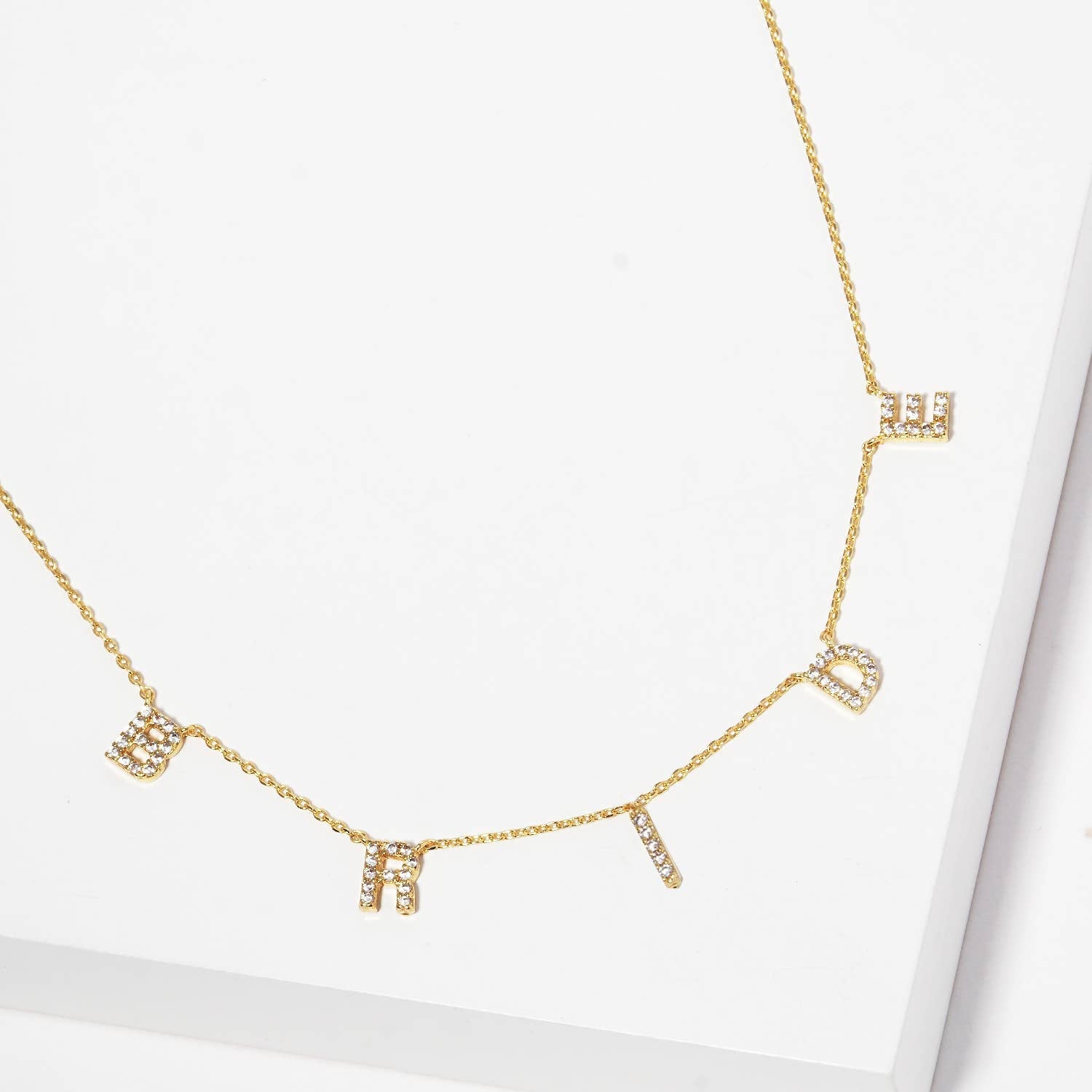 CZ Gold-Dipped BRIDE Letters Necklace GCR ONE SIZE