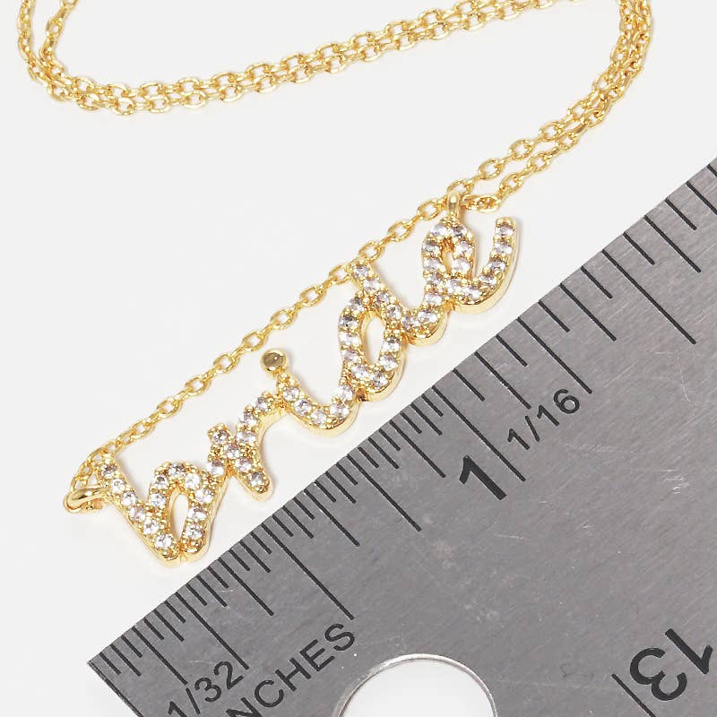 CZ Gold-Dipped BRIDE Pendant Necklace