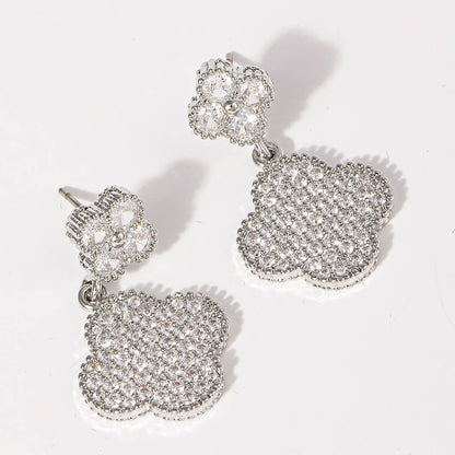 CZ Pave Clovers 14k Gold Plated Post Earrings - Nifty Decor & More
