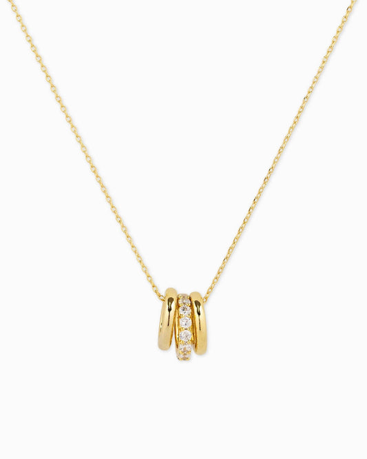 Rondelle Charm Pendant Necklace CZ