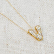 Crystal Bubble Initial Necklace, Sparkling Preppy Charm Necklace, Trendy Accessory for Women, Gift Idea Accessories V