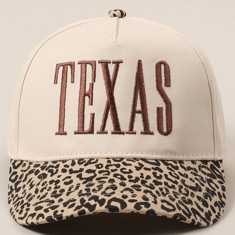 TEXAS Embroidery Leopard Two-Tone Trucker Hat Leopard - Brown ONE SIZE