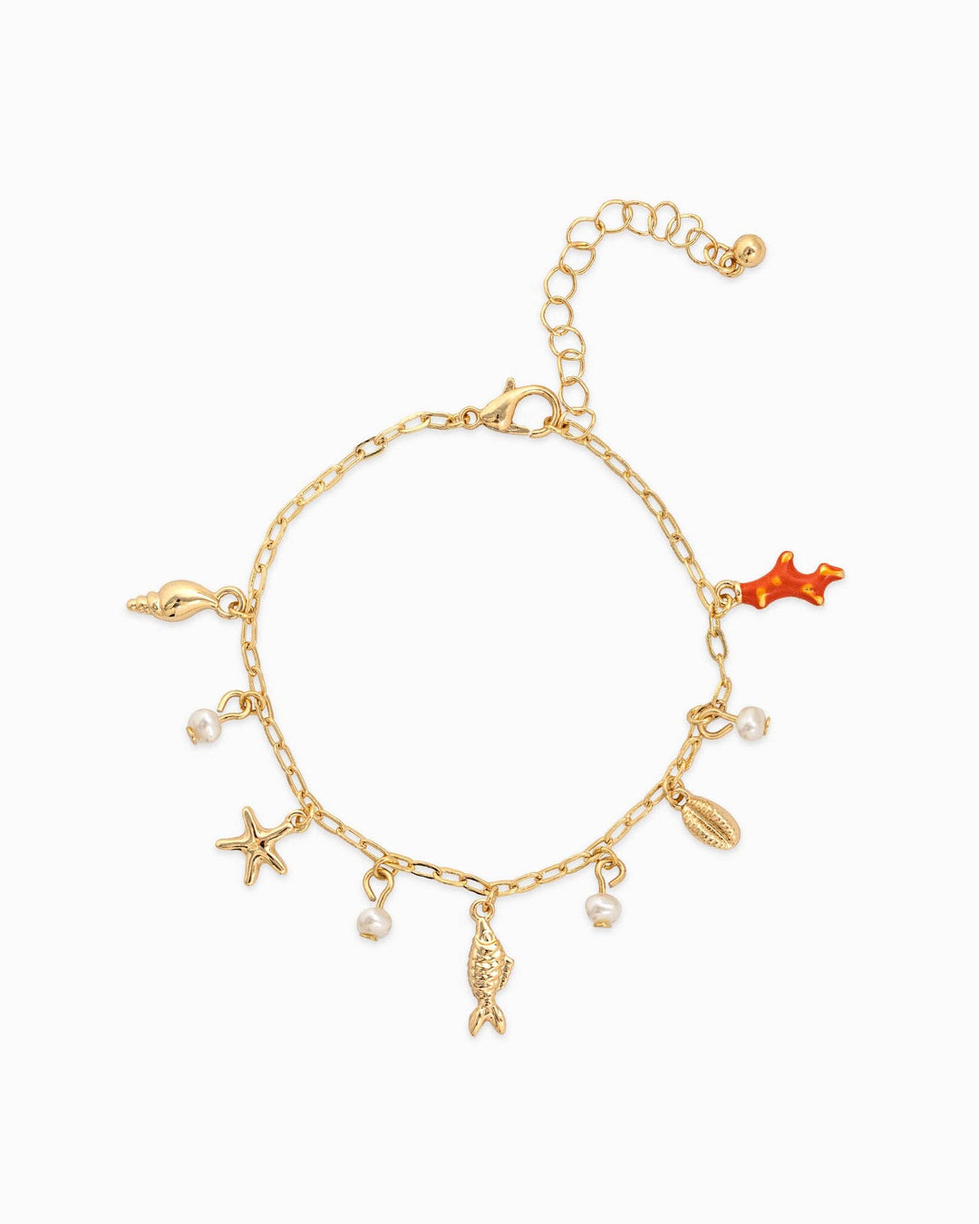 Sea Life Acrylic Color Charm Bracelet, Fun & Colorful Ocean Theme Jewelry, Ideal Summer Outfit Accent Gift Charm bracelet Gold