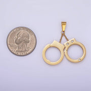 Stainless Steel Hand Cuff Charms Pendant in Gold & Silver | P1448