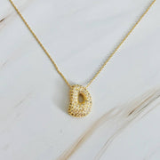 Crystal Bubble Initial Necklace, Sparkling Preppy Charm Necklace, Trendy Accessory for Women, Gift Idea Accessories D