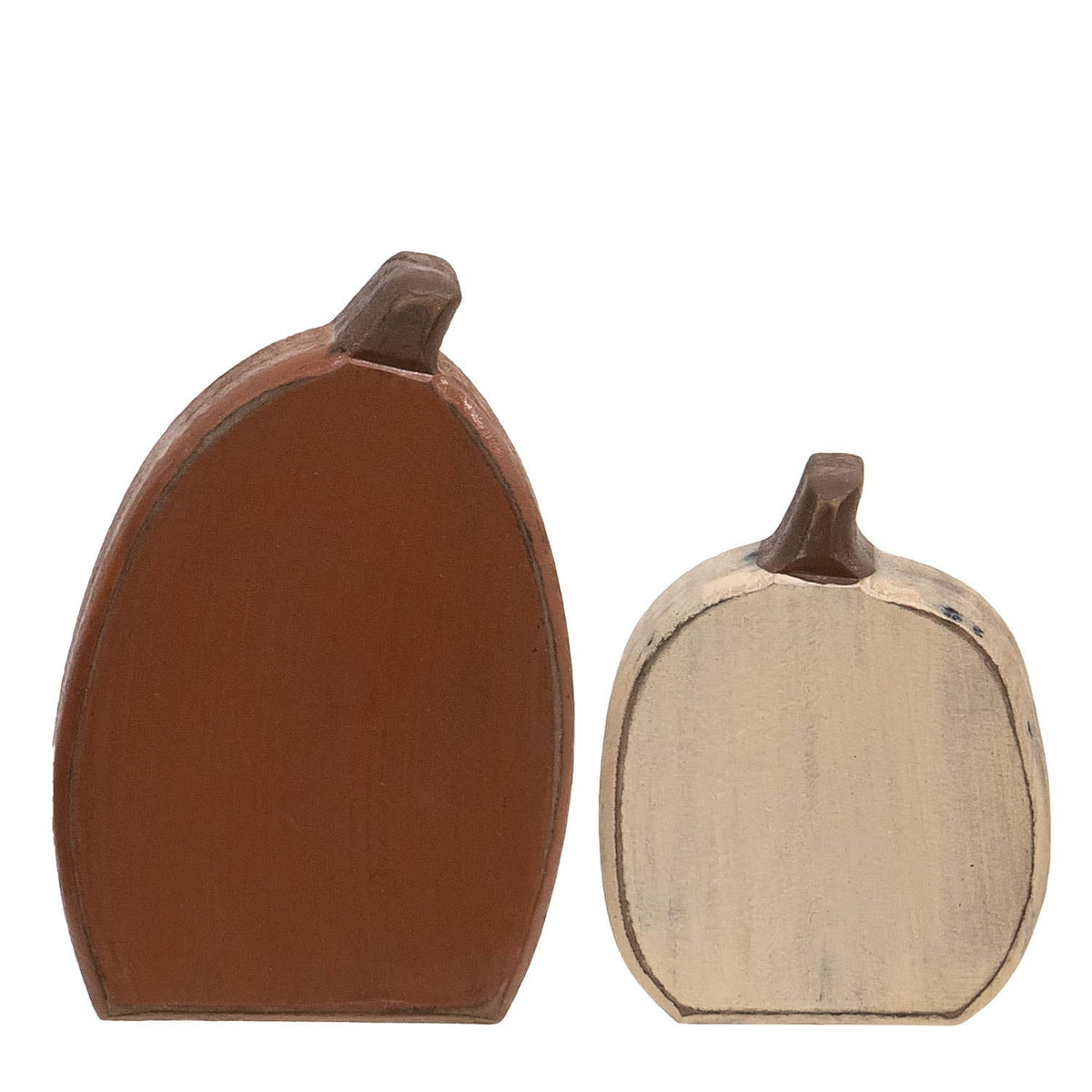 Smooth Distressed Wooden Pumpkin Sitters 2/Set