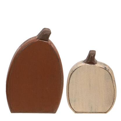 Smooth Distressed Wooden Pumpkin Sitters 2/Set