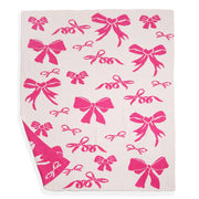 Cozy Ribbon Print Soft Throw Blanket, Chic Girly Design for Snuggling, Mother's Day Gift Idea, Coquette Style Home Decor