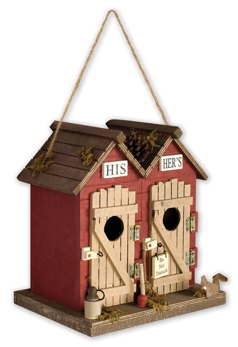 Outhouse Birdhouse - Rustic Wooden Birdhouse, Charming Garden Decor, Unique Nature Gift, Outdoor Bird Home & Feeder