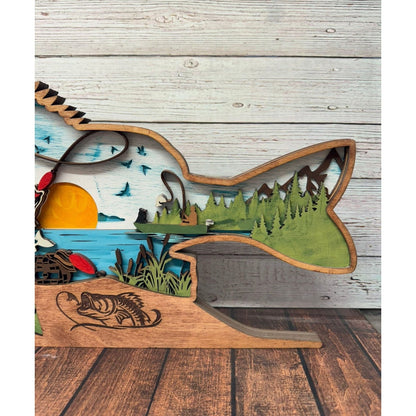 Dad and Son Fishing Scene 3D Shelf Sitter - Nifty Decor & More