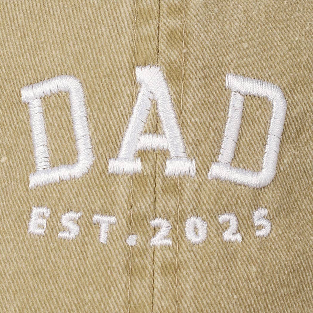 DAD EST.2025 Baseball Cap, Khaki Embroidered Lettering Dad Hat, Casual Wear for New Fathers Gift - Nifty Decor & More