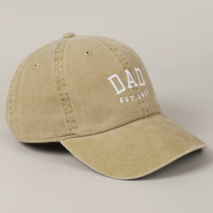 DAD EST.2025 Baseball Cap, Khaki Embroidered Lettering Dad Hat, Casual Wear for New Fathers Gift Men's Cap