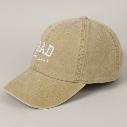 DAD EST.2025 Baseball Cap, Khaki Embroidered Lettering Dad Hat, Casual Wear for New Fathers Gift Men's Cap