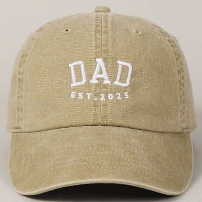DAD EST.2025 Baseball Cap, Khaki Embroidered Lettering Dad Hat, Casual Wear for New Fathers Gift Men's Cap KHAKI ONE SIZE