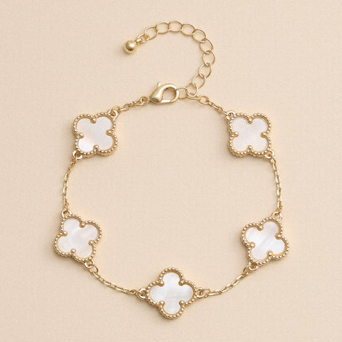 Multi Floral Shape Charm Bracelet in Shell