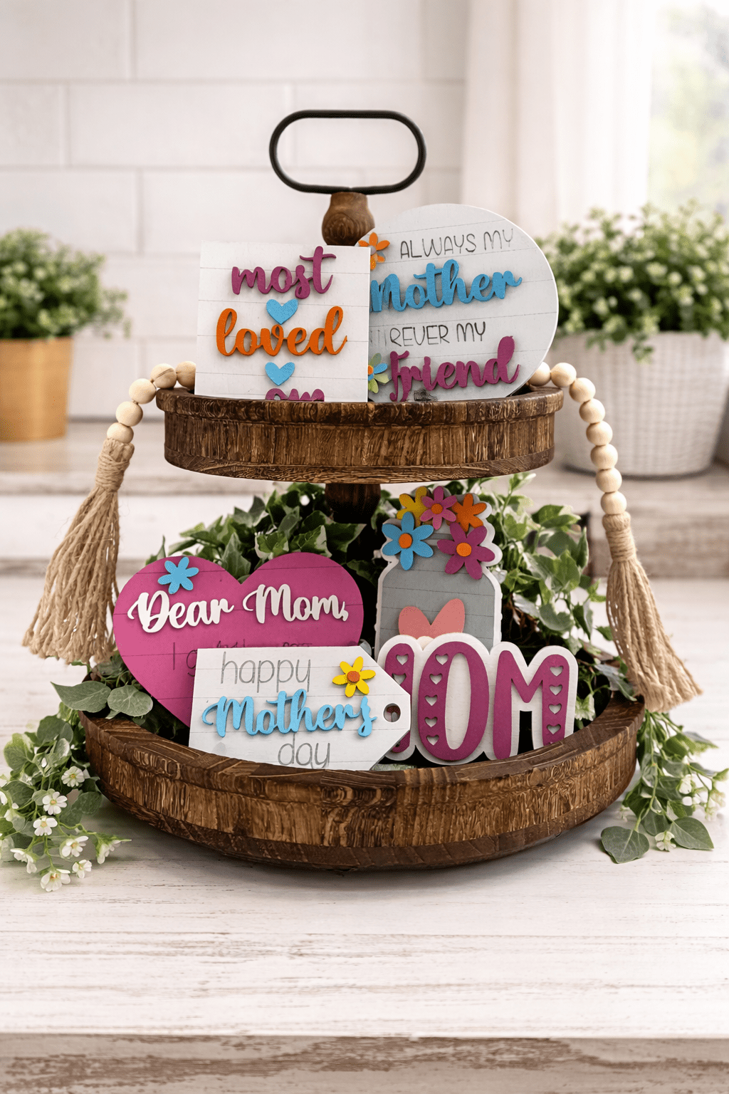 Dear Mom Mother’s Day Tiered Tray Decor Set - Nifty Decor & More