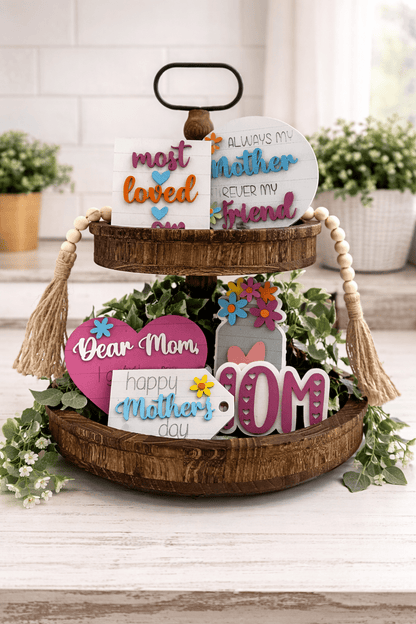 Dear Mom Mother’s Day Tiered Tray Decor Set - Nifty Decor & More