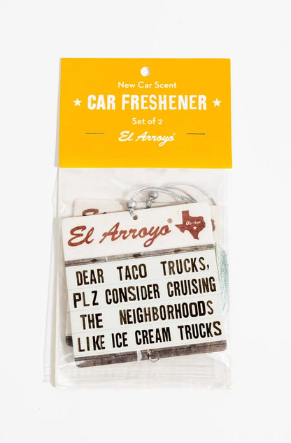Dear Taco Trucks - Marquee Car Freshener (2 Pack) - Nifty Decor & More