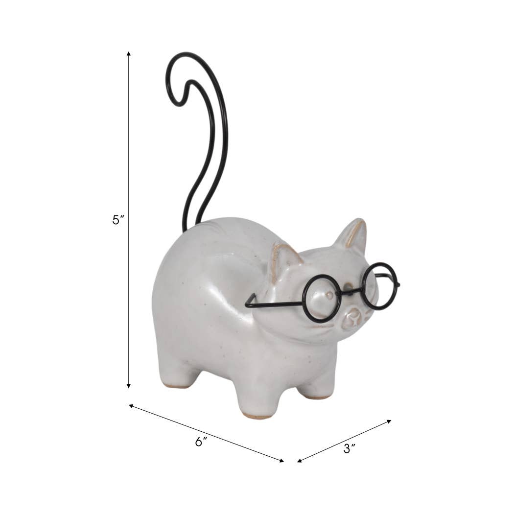 Decorative Figurine - Black Ceramic Standing Kitten, 6 in. - Nifty Decor & More