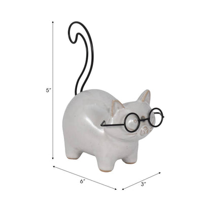 Decorative Figurine - Black Ceramic Standing Kitten, 6 in. - Nifty Decor & More