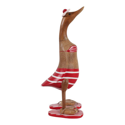 Decorative Figurine - Red & Brown Wood Bikini Duck, 16 in. - Nifty Decor & More