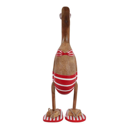 Decorative Figurine - Red & Brown Wood Bikini Duck, 16 in. - Nifty Decor & More