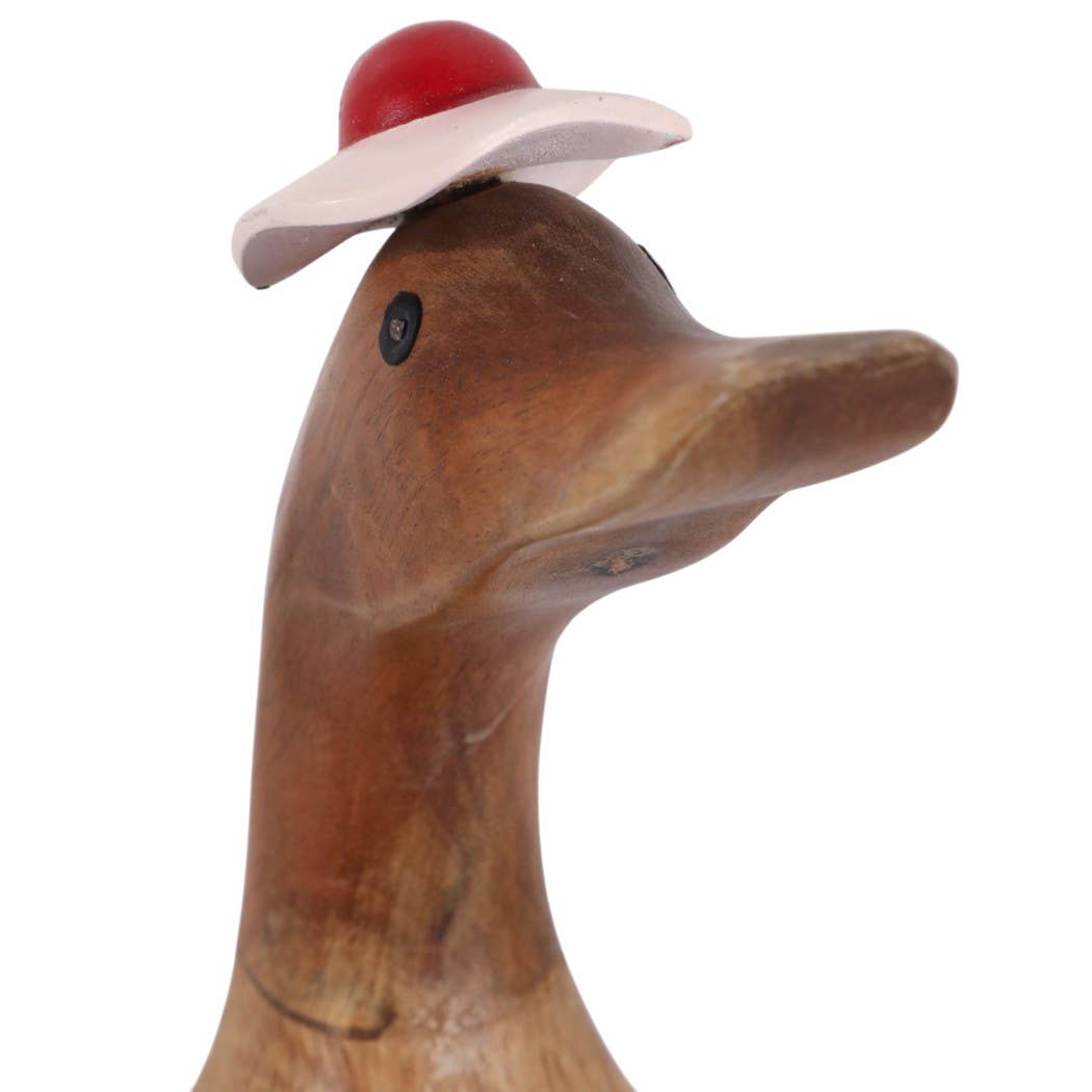 Decorative Figurine - Red & Brown Wood Bikini Duck, 16 in. - Nifty Decor & More