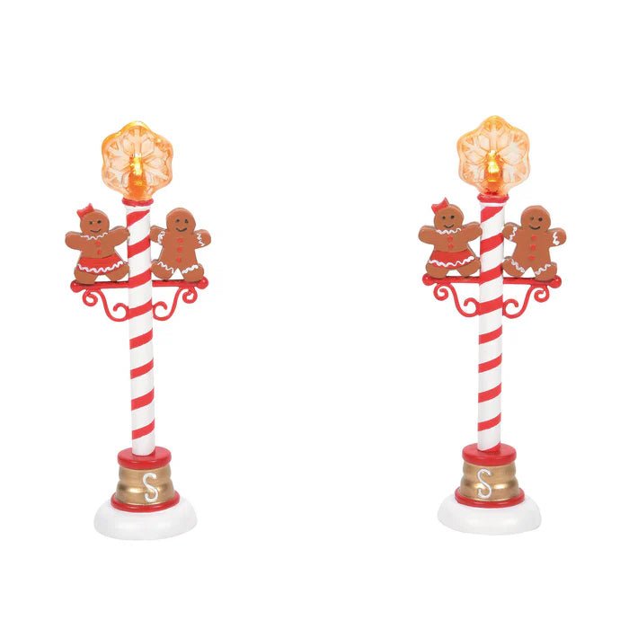 Department 56 Gingerbread Street Lamp Pair – LED Snowflake Village Accessory - Nifty Decor & More