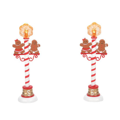 Department 56 Gingerbread Street Lamp Pair – LED Snowflake Village Accessory - Nifty Decor & More