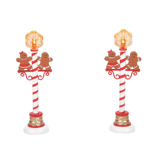 Department 56 Gingerbread Street Lamp Pair – LED Snowflake Village Accessory - Nifty Decor & More