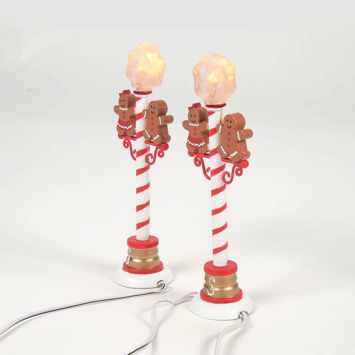 Department 56 Gingerbread Street Lamp Pair – LED Snowflake Village Accessory - Nifty Decor & More
