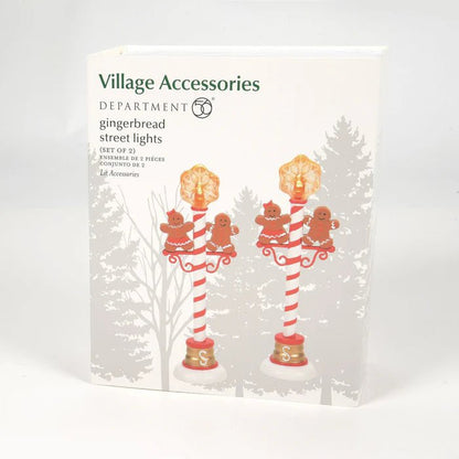 Department 56 Gingerbread Street Lamp Pair – LED Snowflake Village Accessory - Nifty Decor & More